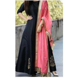 Black Taffeta Silk Designer Gown