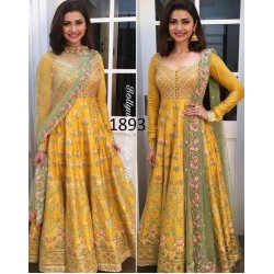 Prachi Desai Yellow Taffeta Silk Designer Gown