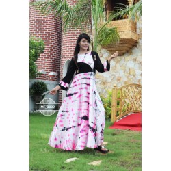 White Satin Silk Shibouri Print Kurti