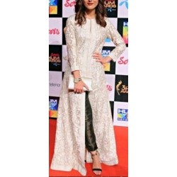 White Color Brasso net Middle Slit Kurtis