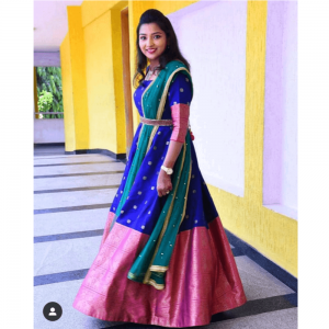 Ready Made Dresses Pink and Blue Butti South Indian Fashion