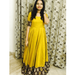 Mustard yellow South Indian Fashion Gown