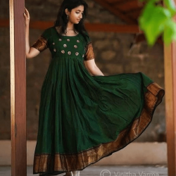 Green Anarkali South Indian Fashion Gown