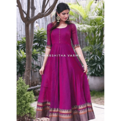 Majenta Color South Indian Fashion Wedding Gown