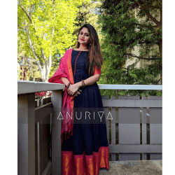 Royal Blue Stitched Wedding Gown