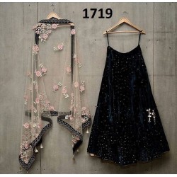 Black velvet heavy designer lehenga choli