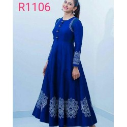 Blue Heavy Embroidery Semi-Stitched Gown