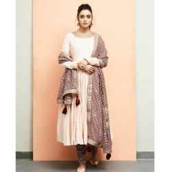 Sphire White Salwar Suit with Chacks bottom and Chacks Dupatta