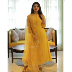 Yellow Cotton Sober Salwar Suit