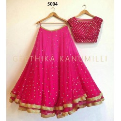 Classy Leghenga Choli Rani Pink  Havy  Gorget  With  Net  Duppta  With  Stone Work