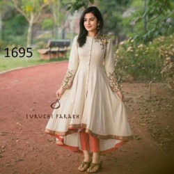 Trendy up and down cotton cream color straight salwar suit