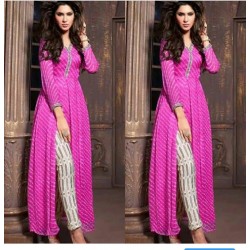 Pink leriya Print georgette Kurti 