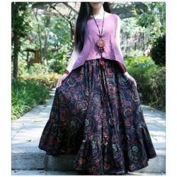Purple Indowestern Cotton silk flore length suit