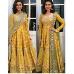Yellow Banglori Embroidery Semi Stich Ethnic Salwar Suit Dupatta