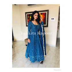 Royal Blue Designer Georgette Embroidery Salwar Suit