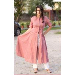 Elegant Peach Color middle Slit Kurti