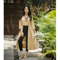 Yellow Color Middle High Slit kurti
