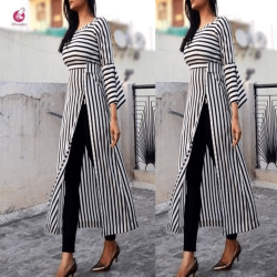 Black and white linning middle slit kurti