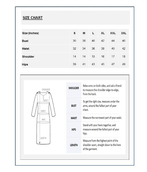 Gown Size Chart