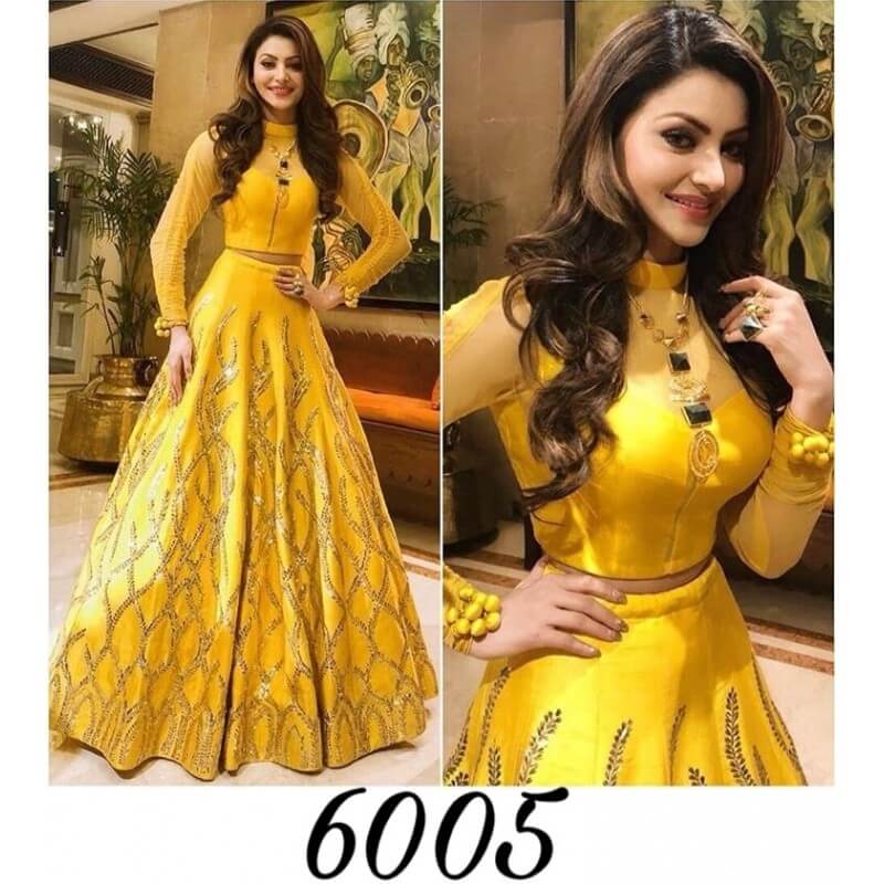 yellow long dress for haldi