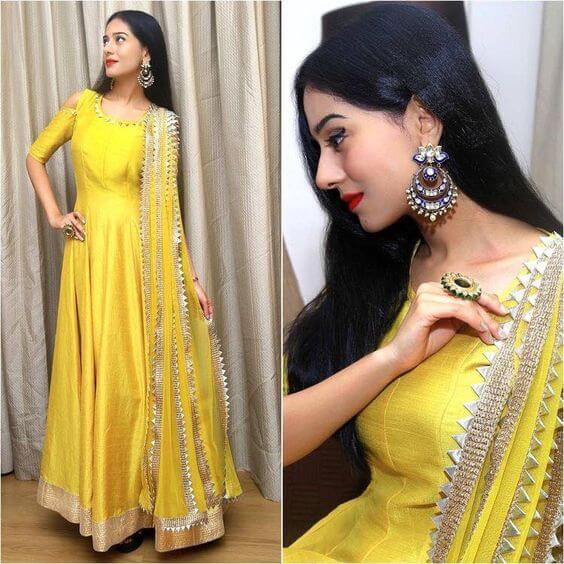 simple yellow dress for haldi