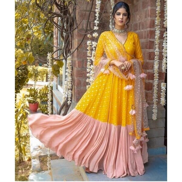 yellow colour ka gown