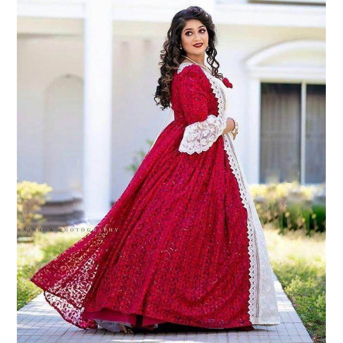 Full Sleeves Anarkali Suit Rama Heavy Faux Georgette Fancy Lace Border Party  Wear Gown With Heavy Dupatta  YOYO Fashion