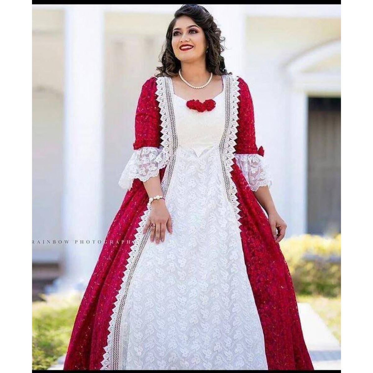 Ladies Gown With Jacket Women's Rayon Floral Print Flared Gown .