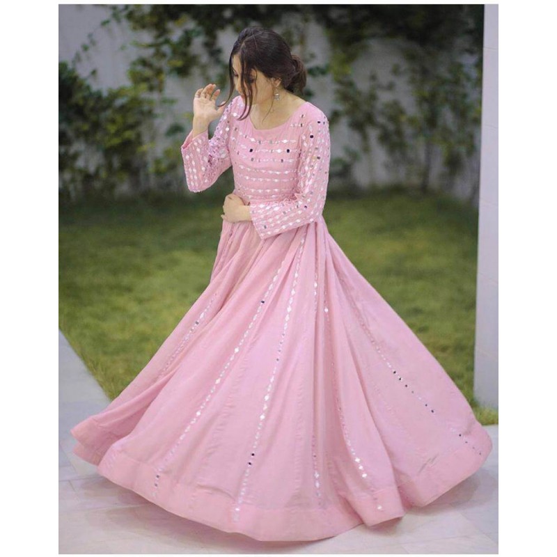 mirror work designs for long frocks