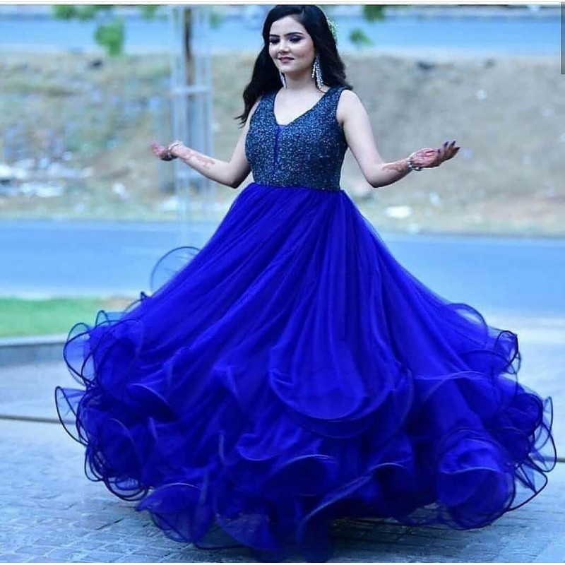 ruffle long gown