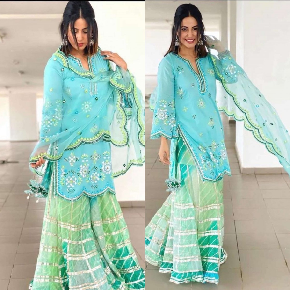 Sharara Suit Designs : Punjabi Sharara Style worn by Heena ...