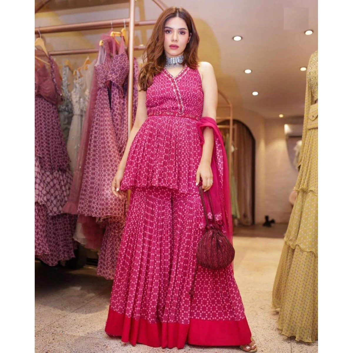 Sharara Suit in Dazzling Pink Color for ...