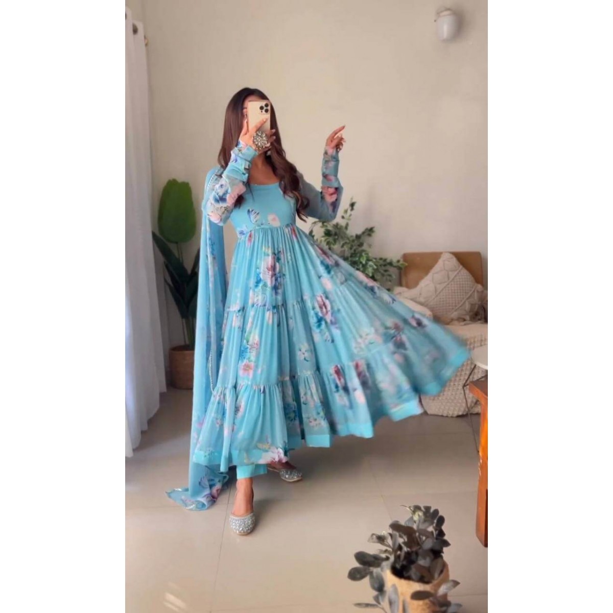 Abstract Three Layer Long Frock HLF0054  HumyrazOfficial