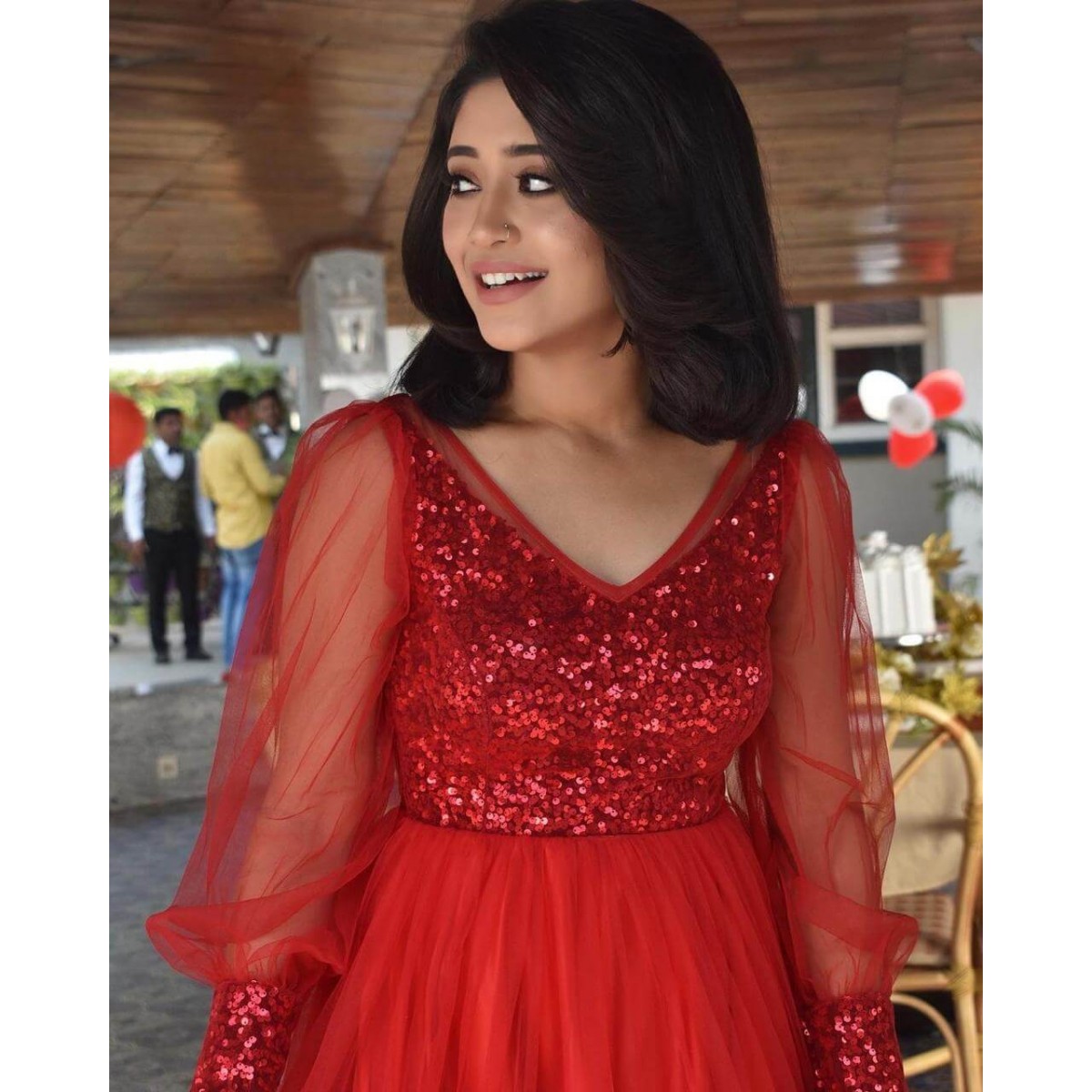 simple red gown design