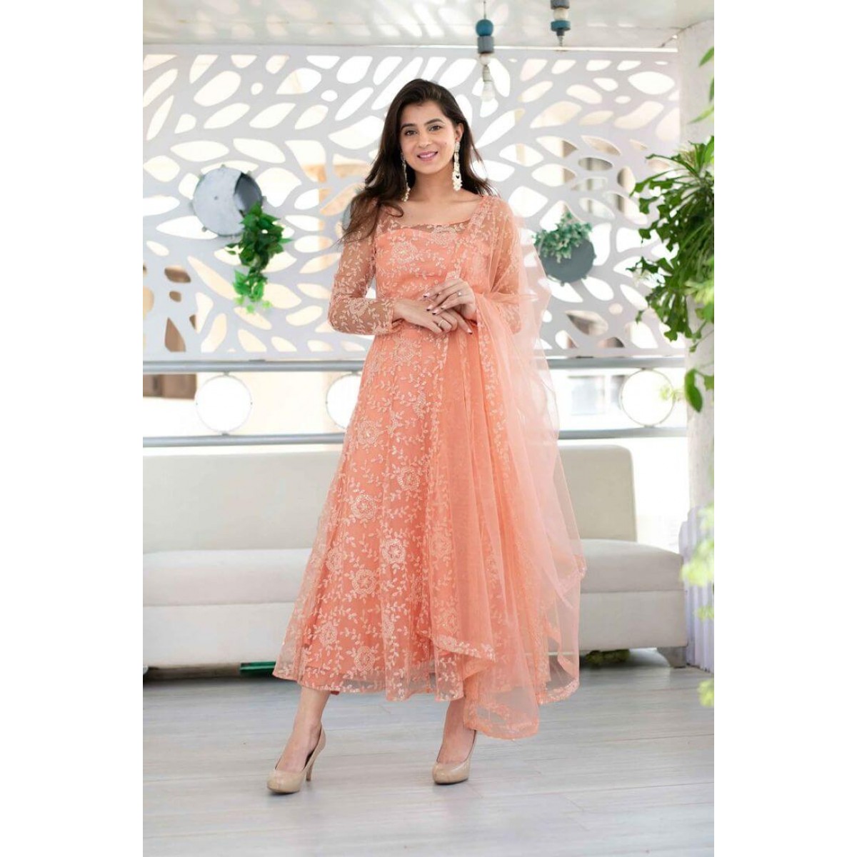 NET  SATIN  ANARKALI SUIT  Hijab Online