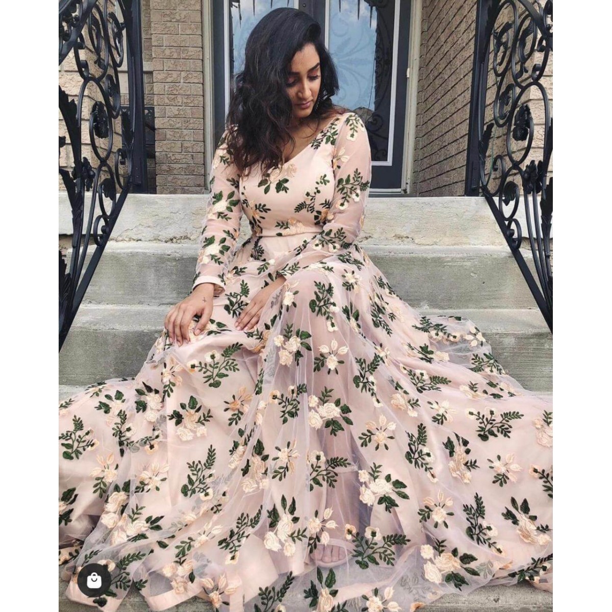 Heavy Embroidery Net Gown