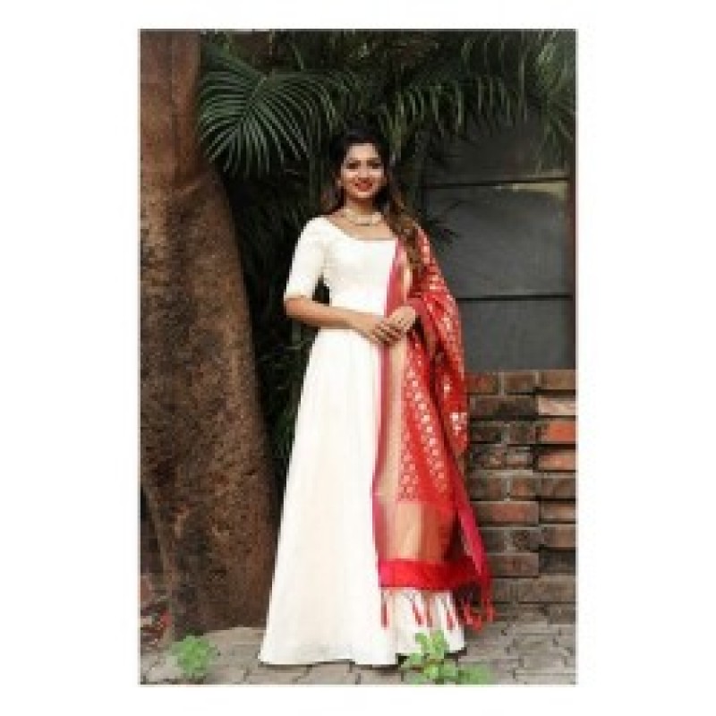 long gown with banarasi dupatta