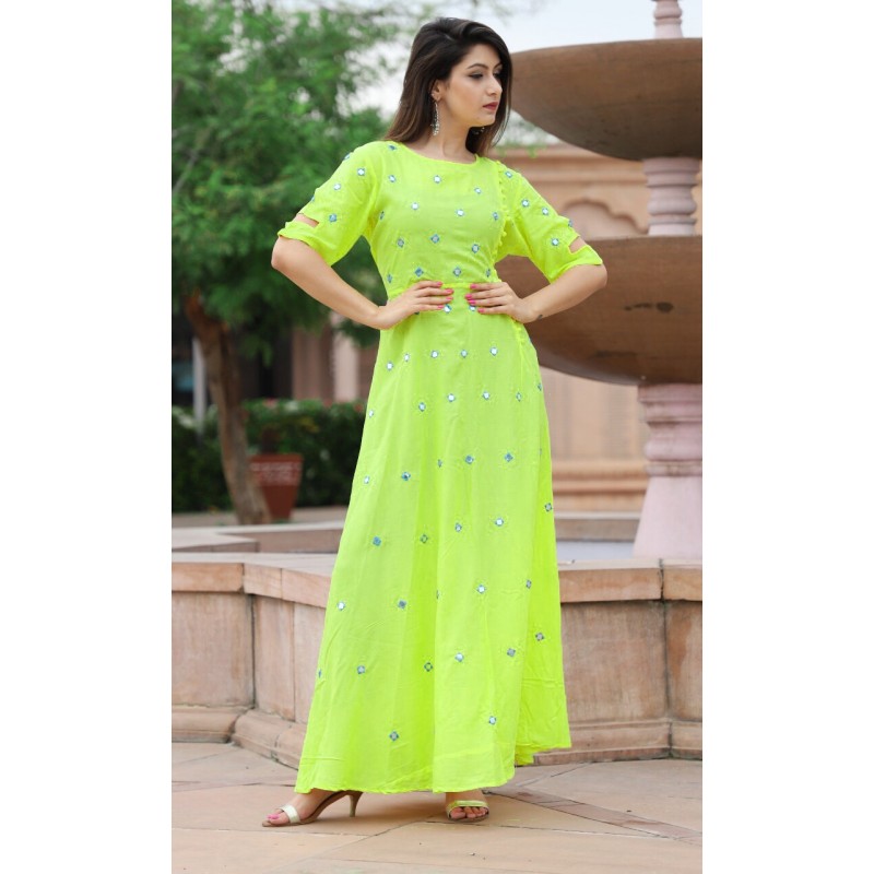 parrot green colour frocks