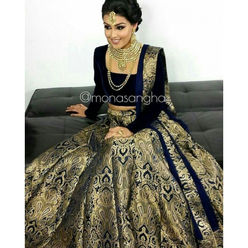 black and gold lehenga online