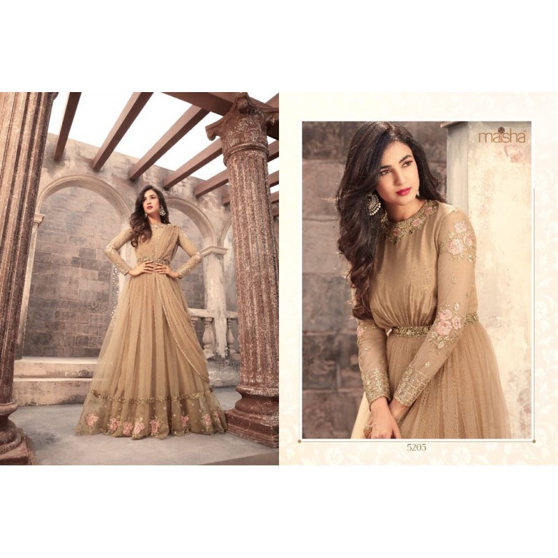 gold colour long frocks