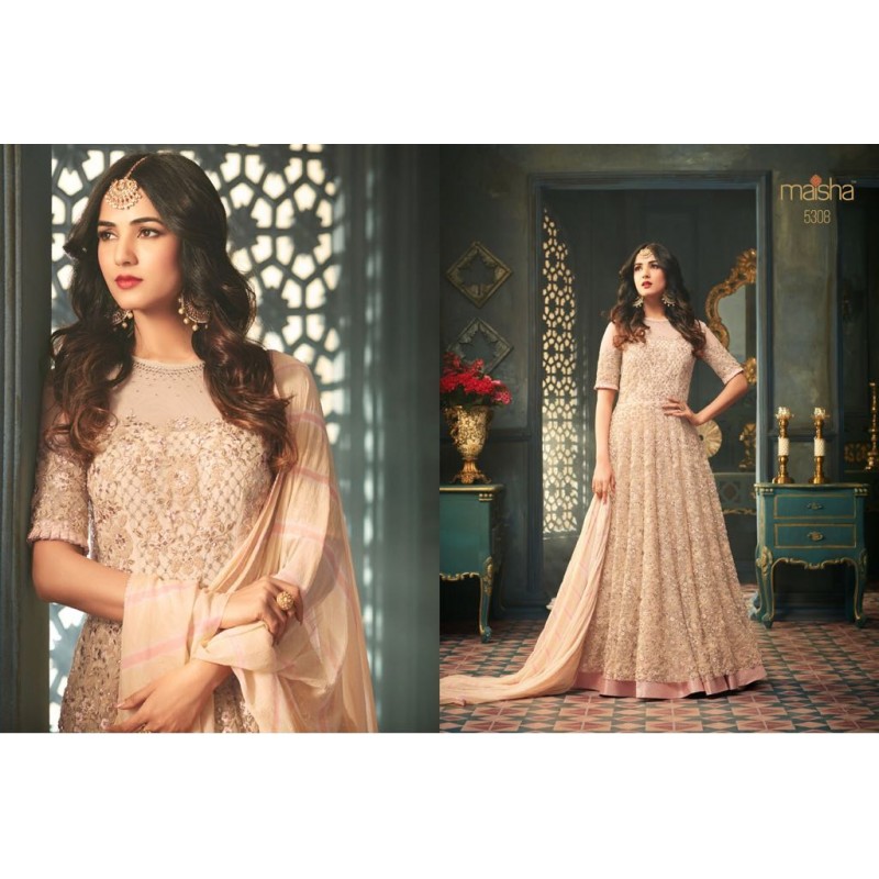 peach color frocks designs