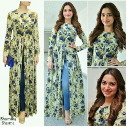 Tamanna Bhatiya Floral print Middle Slit Kurti