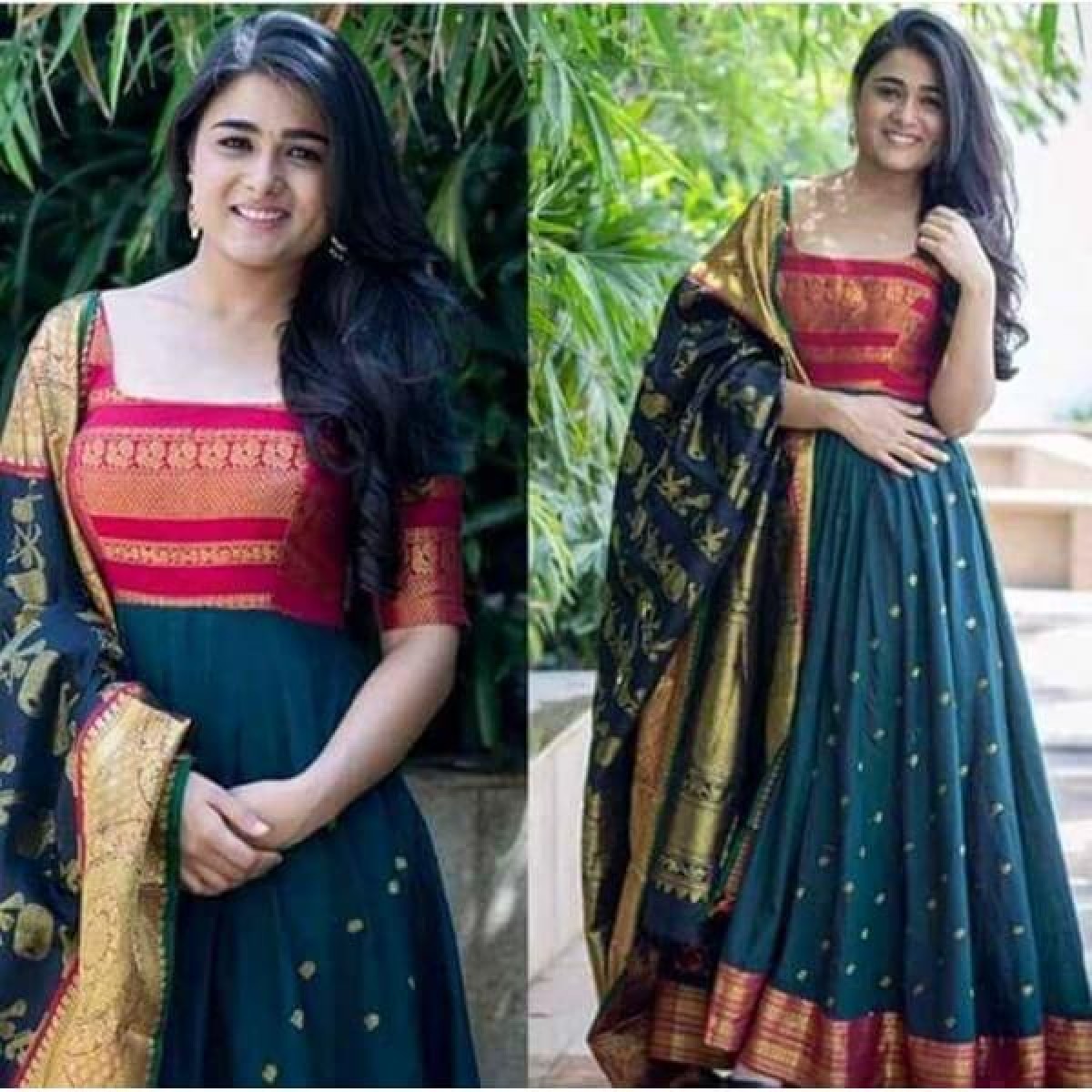 Royal Blue Color Party gown with heavy 