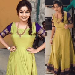 long frock models with saree