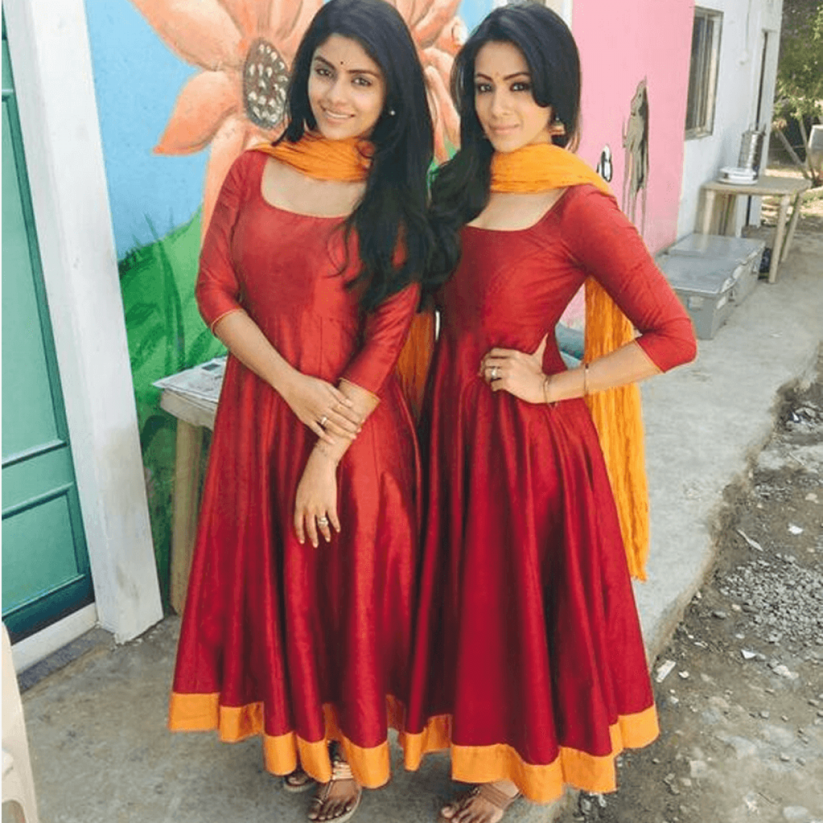 Red Color South Fashion ready made Gown