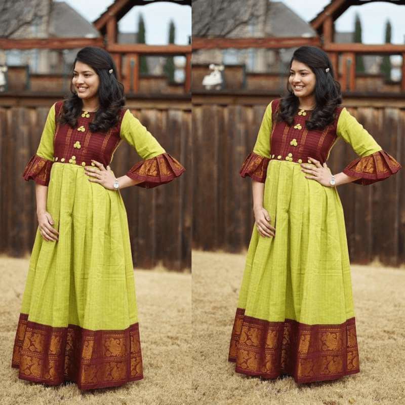 bell hands long frocks