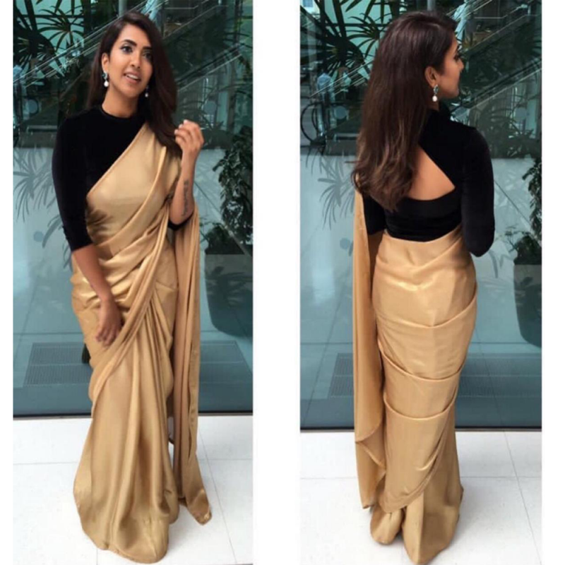 golden party saree