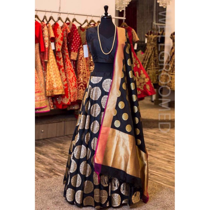 black dress with banarasi dupatta