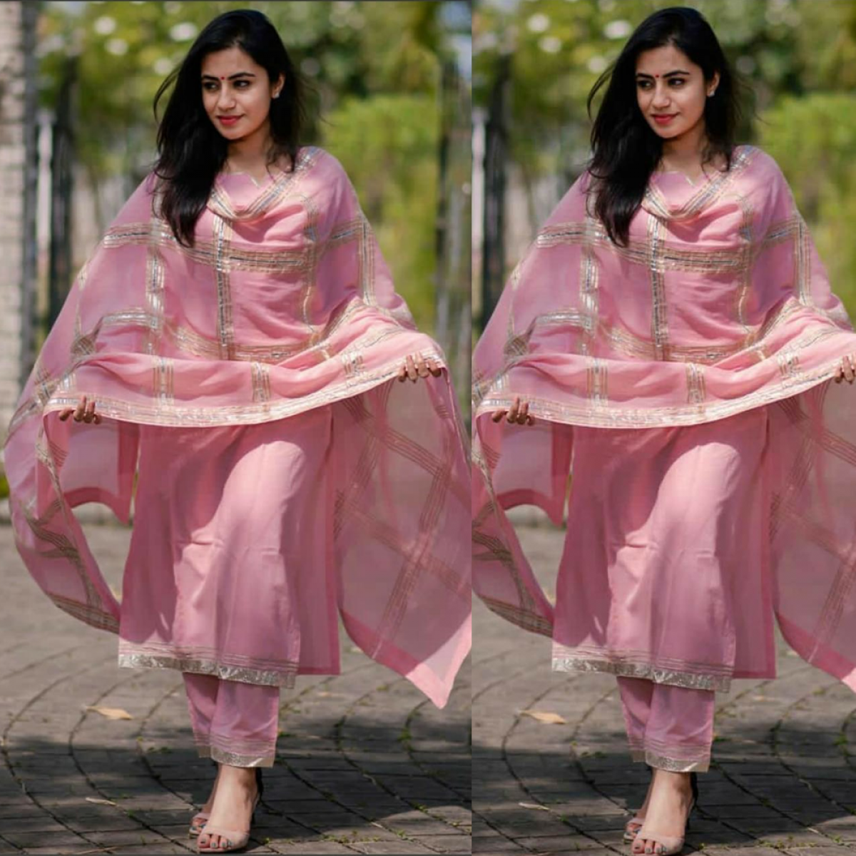 Handloom Embroidered Khadi Cotton Salwar Kameez Dupatta Set-Pink