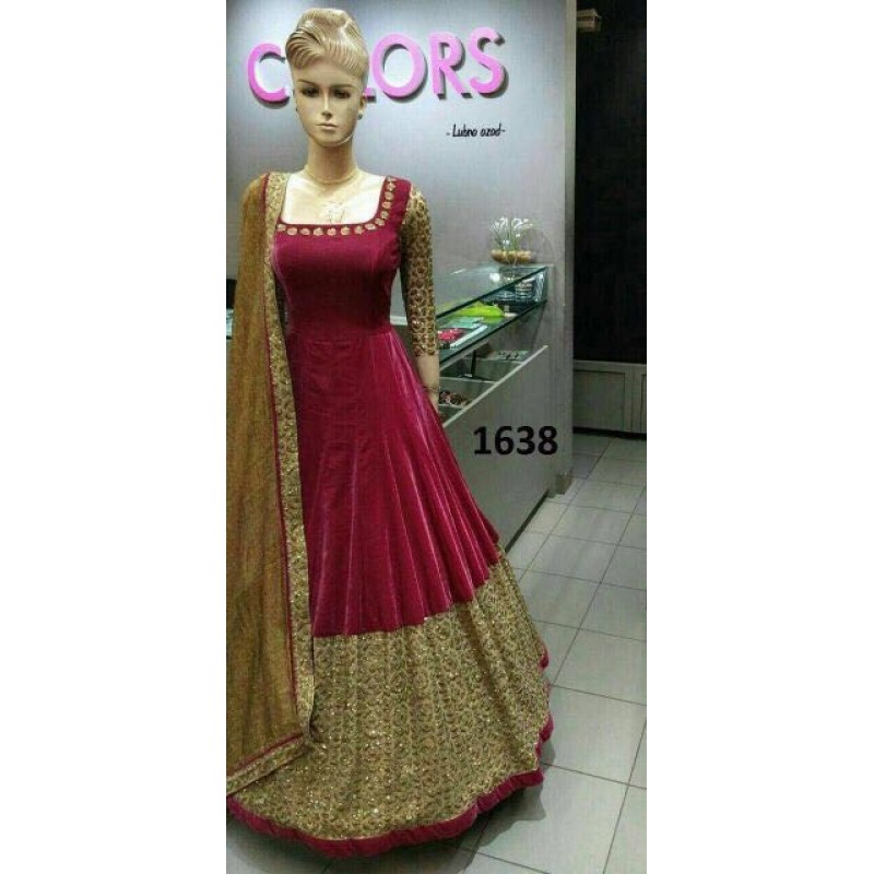 maroon color long dress